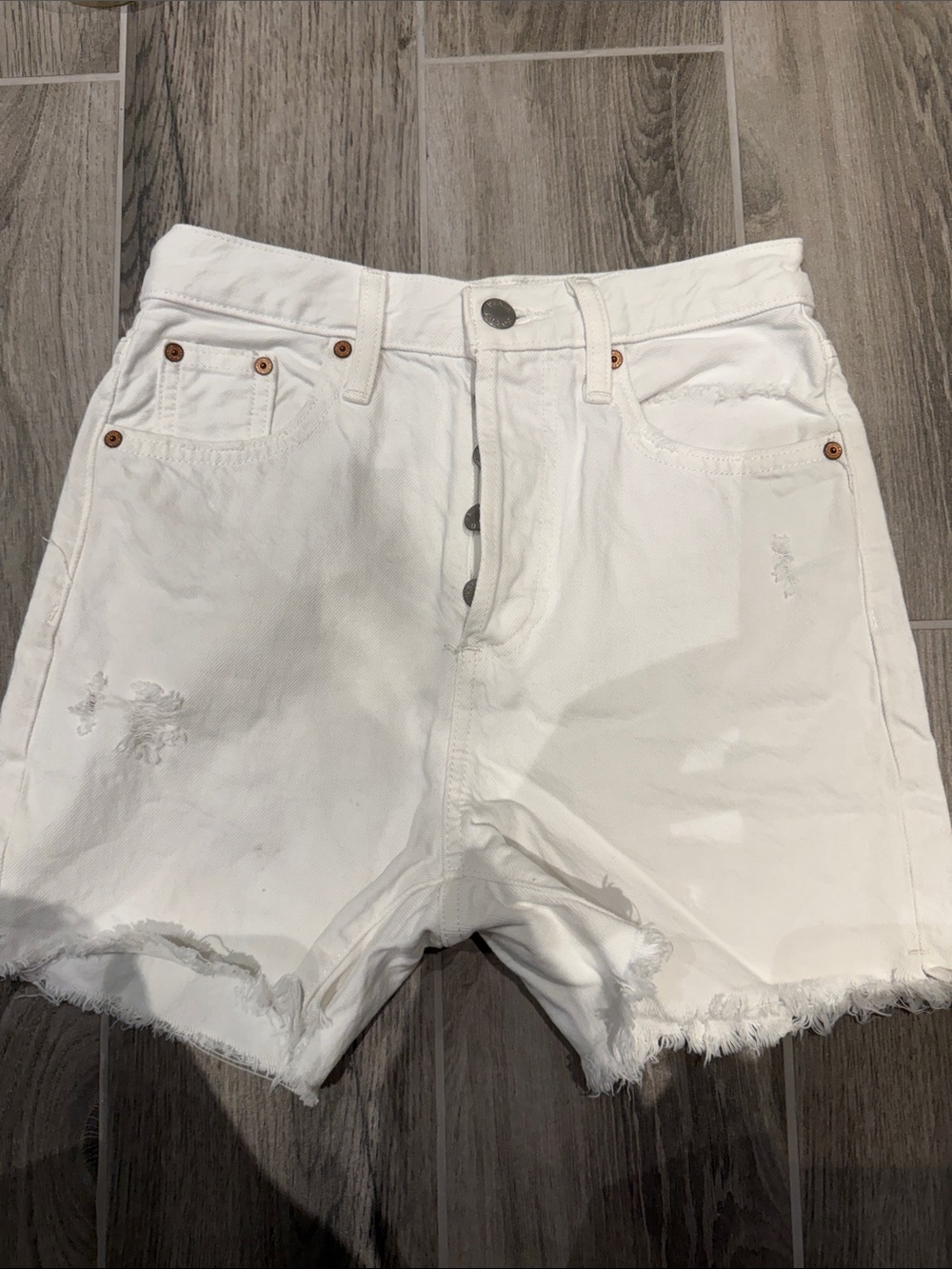 Denim Forum White Distressed Women's Denim Shorts